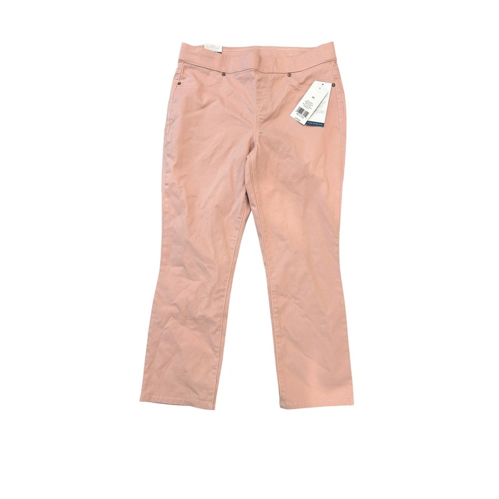 New Directions Pink Pull On Crop Denim Pants Mid Rise Comfort Stretch Slim 8R